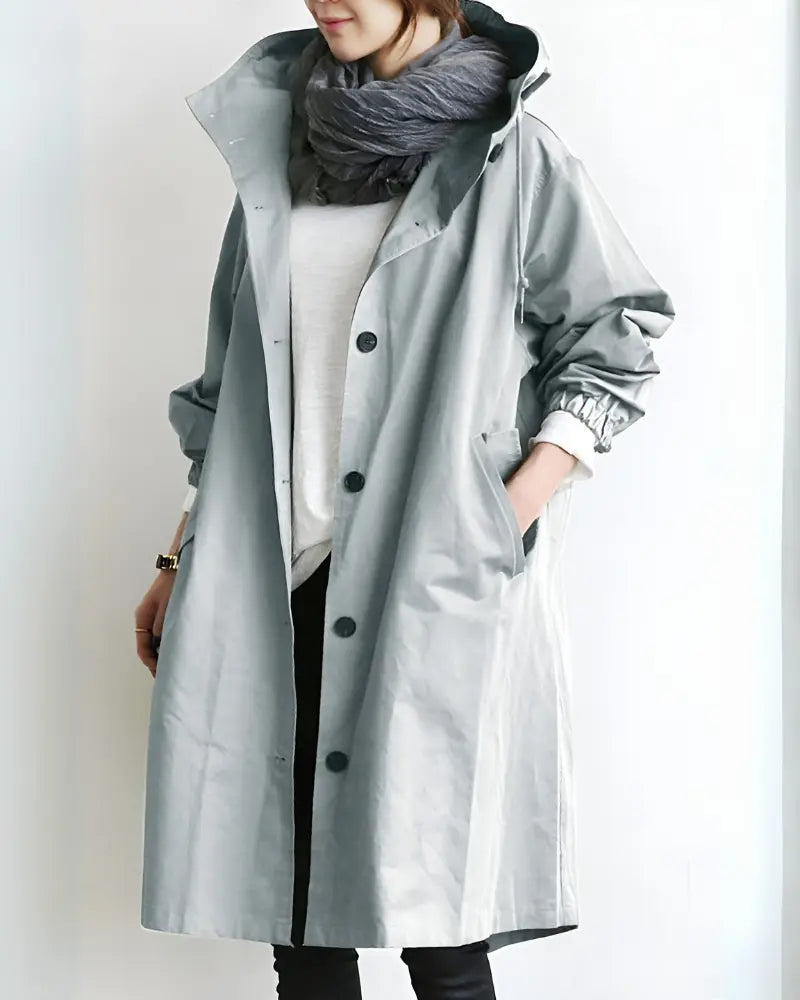 Manteau Trench À Capuche Pour Femme Élégant Léger Et Chaud Amawinc Pour Journée Urbaine
