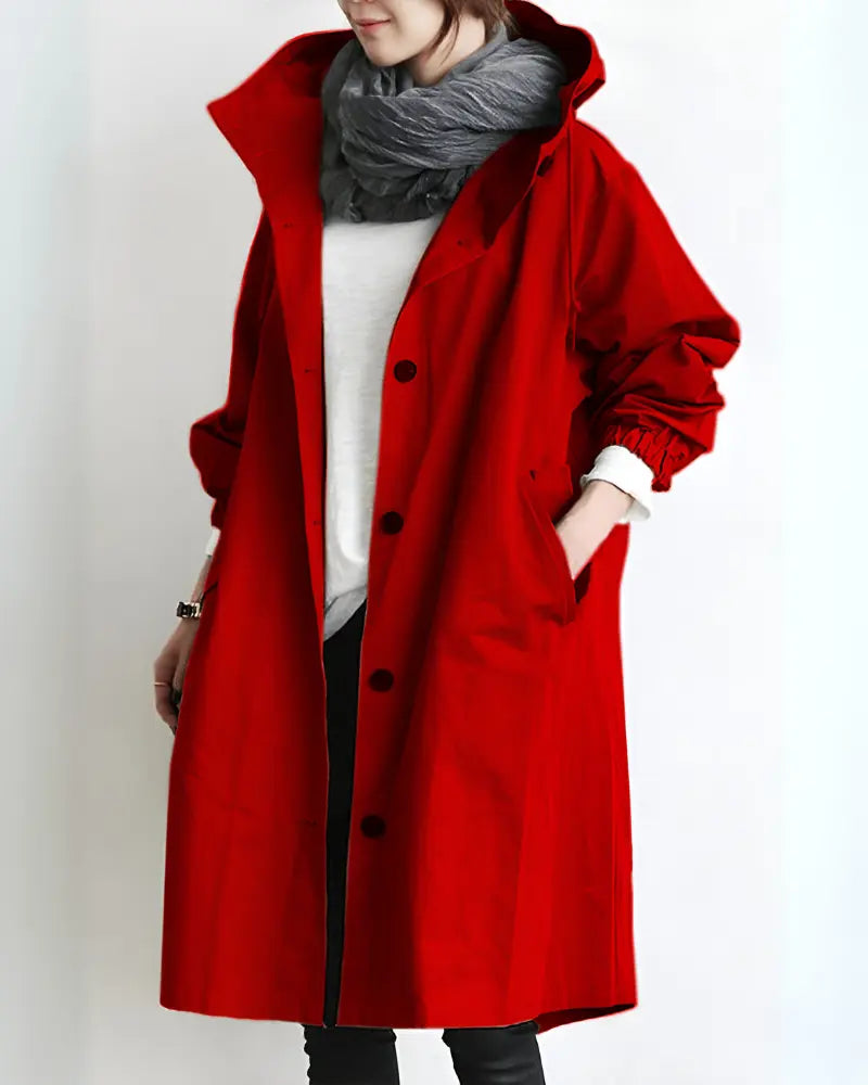 Manteau Trench À Capuche Pour Femme Élégant Léger Et Chaud Amawinc Pour Journée Urbaine