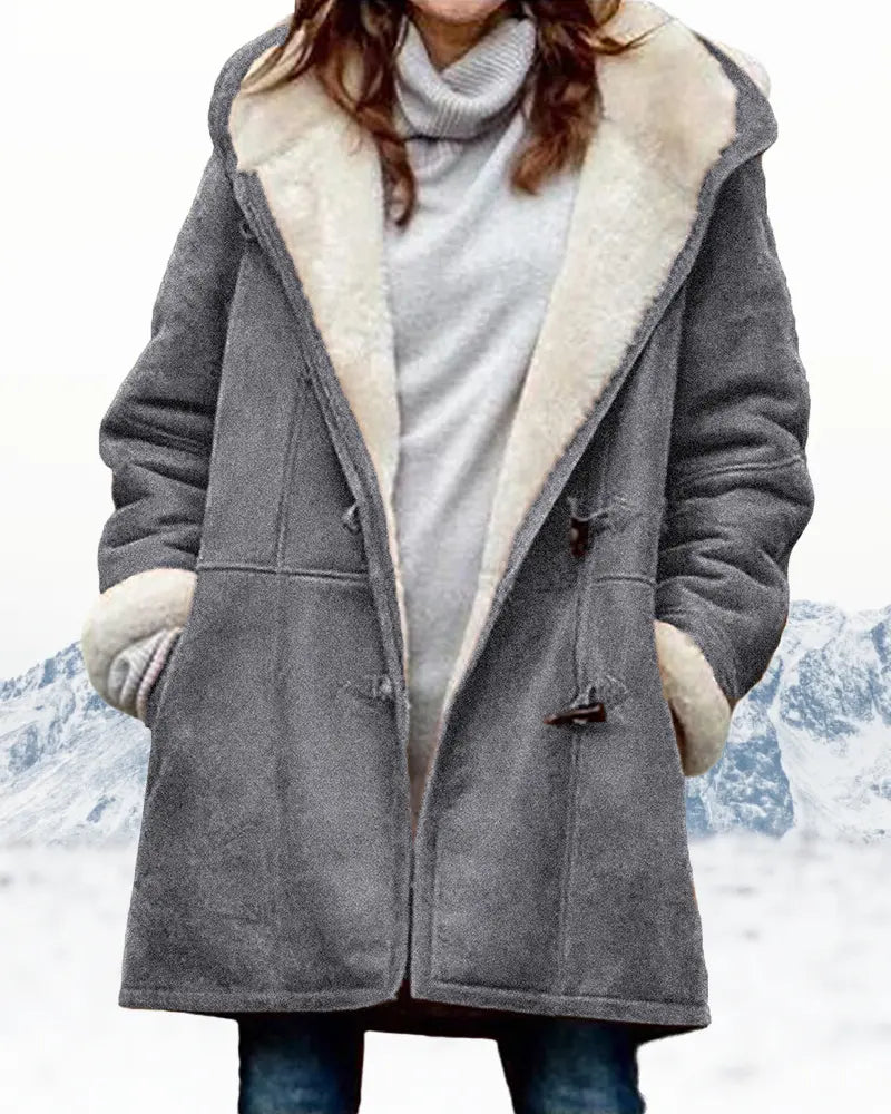 Amawinc Manteau Chaud À Capuche Pour Femme Longueur Genou En Mélange De Laine Confortable Idéal Pour L Hiver