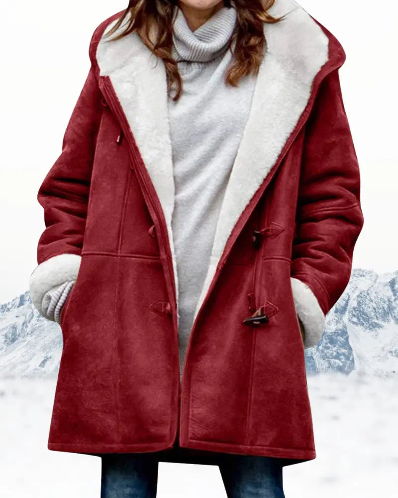 Amawinc Manteau Chaud À Capuche Pour Femme Longueur Genou En Mélange De Laine Confortable Idéal Pour L Hiver