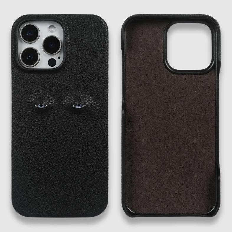 Horizon Étui en Cuir pour iPhone Yeux Percants Design Audacieux Protection Antichoc Puissante