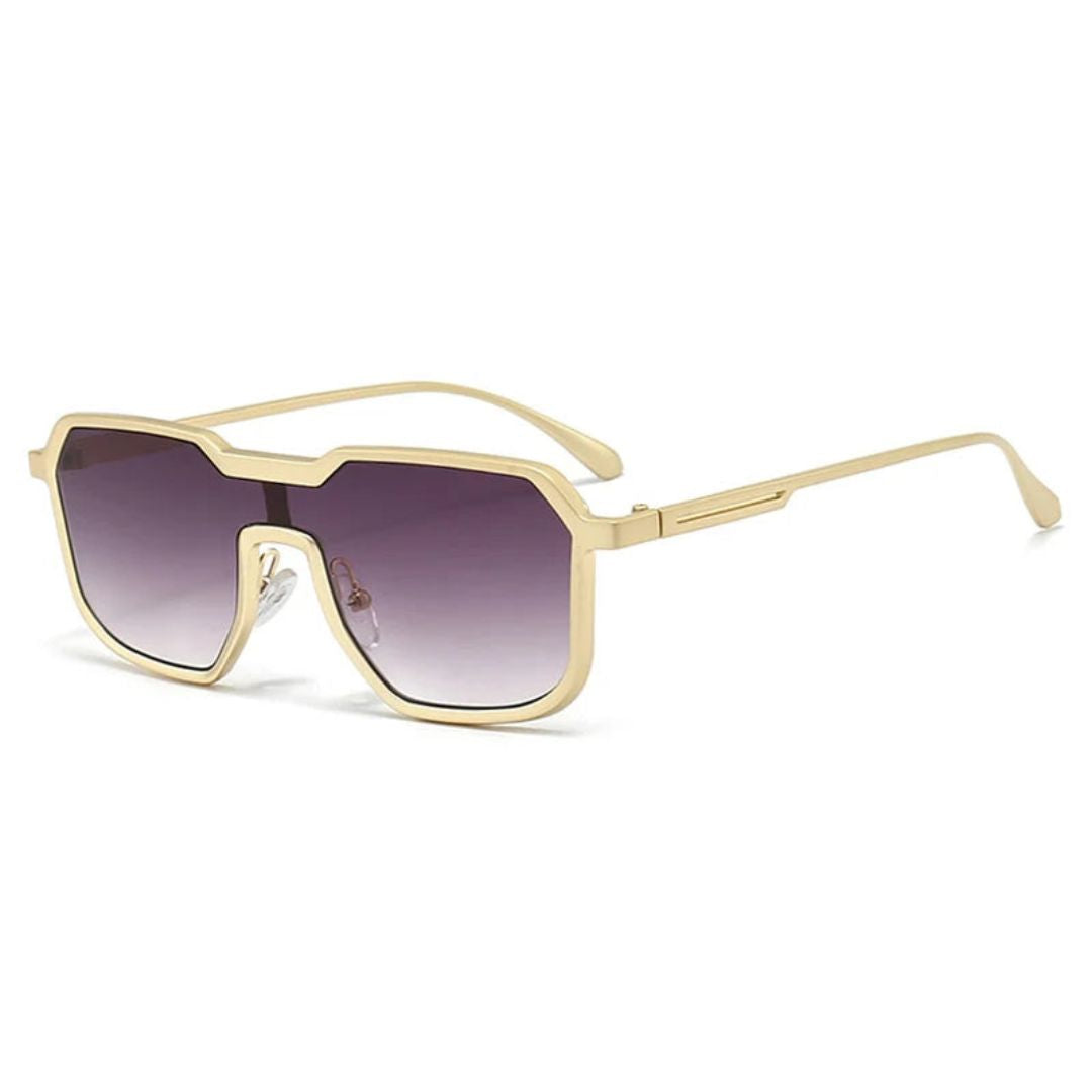 Lunettes De Soleil Oversize Horizon Edge Unisexe Monture Géométrique Aviateur Métal Durable Vintage Futuriste