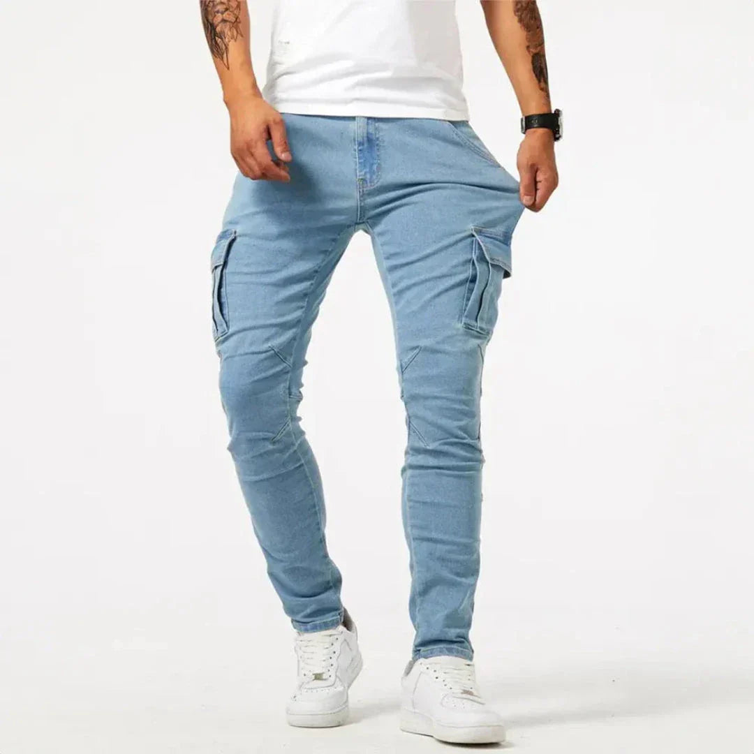 Waylynn Hunter Pantalon Cargo Denim Slim Pour Homme Avec Élasthanne Et Poches Cargo Utilitaires