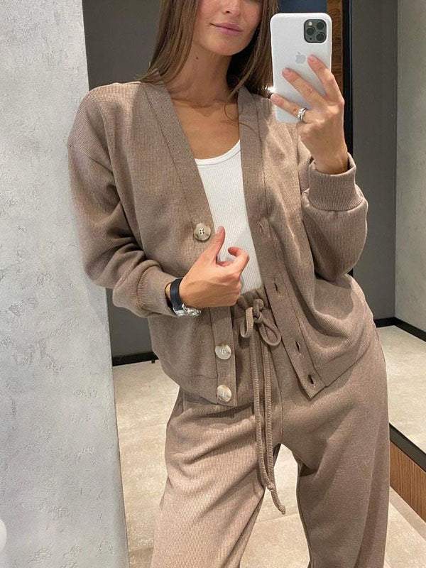 Kylie Ensemble Cardigan Décontracté Pour Femme Avec Pantalon À Cordon Pour Un Style Élégant Et Confortable