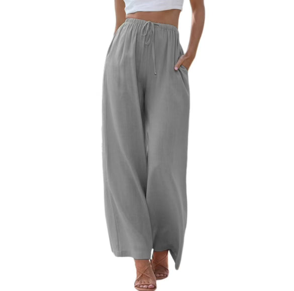 Ensemble Femme Haut Sans Manches Et Pantalon Large En Lin Mélangé Respirant Confortable Coupe Ample Avec Taille Elastique