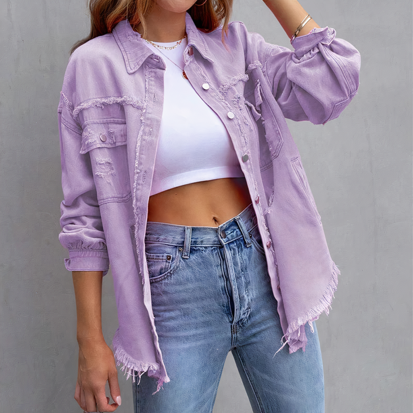 Destroyed Denim Jacket - Ivy