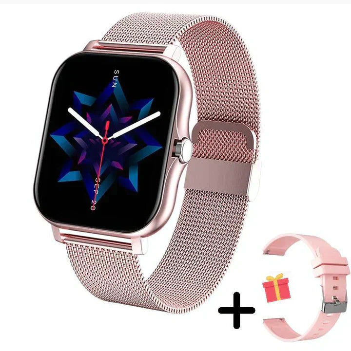 Montre Connectée Minimaliste Avec Bracelet Maille Dorée Pour Femme Et Homme Élégante Et Polyvalente