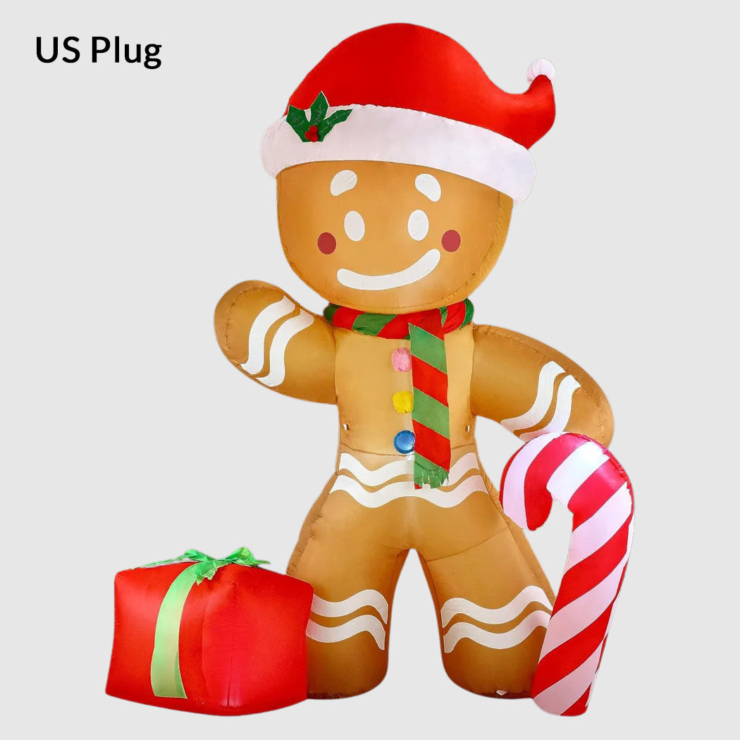 Bonhomme Pain d Epice Gonflable de 8 Pieds Avec LED Lumineuses pour Jardin Noel Festif