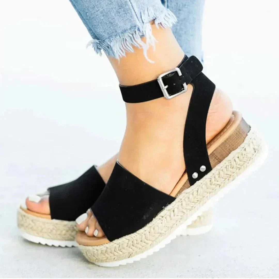 Isla Sandales Espadrilles À Plateforme Avec Lanière De Cheville Réglable En Jute Confortables