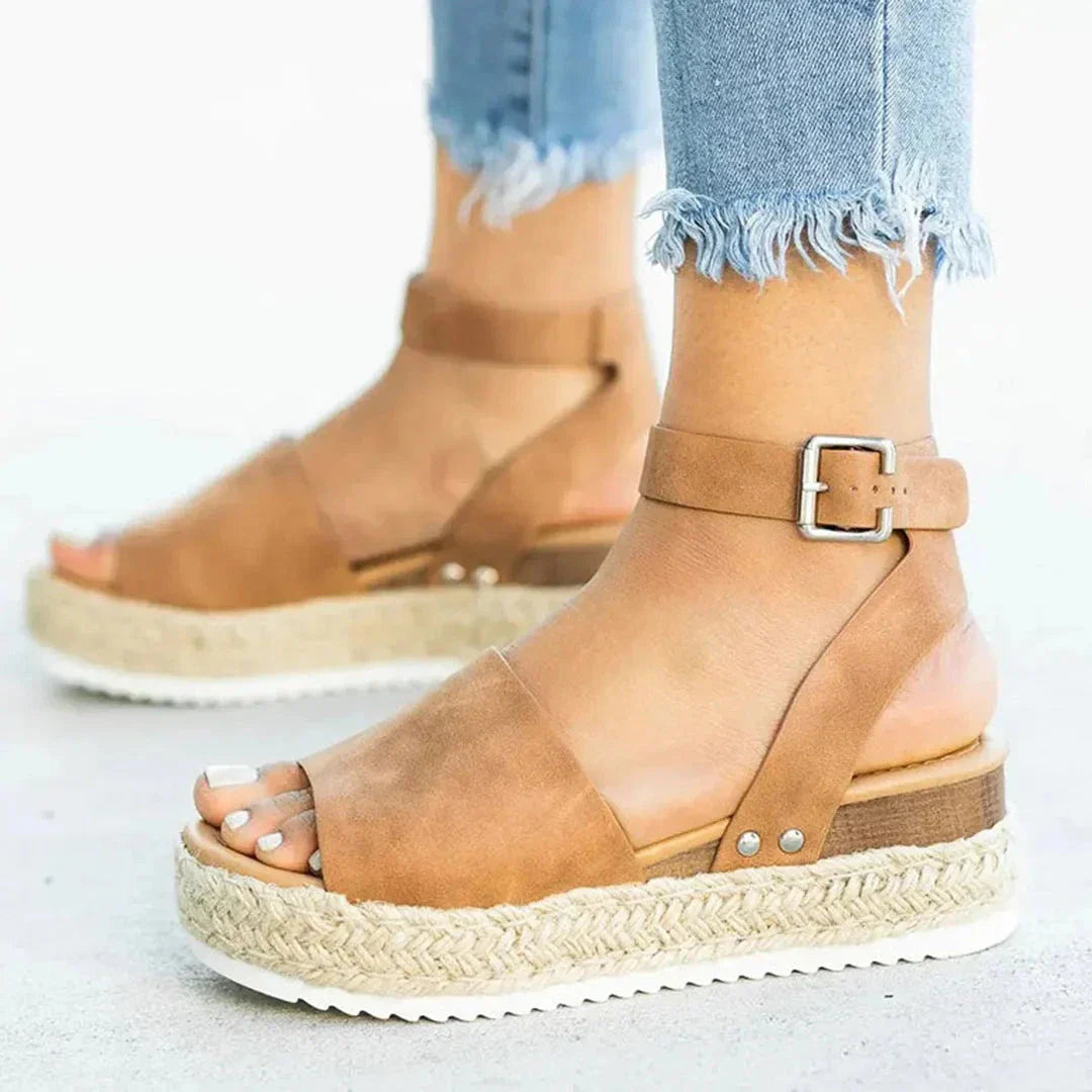 Isla Sandales Espadrilles À Plateforme Avec Lanière De Cheville Réglable En Jute Confortables