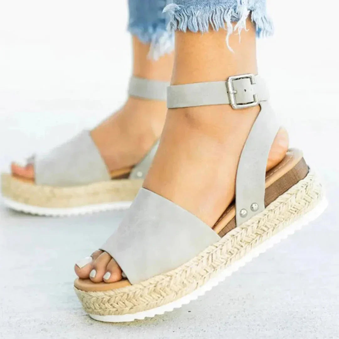 Isla Sandales Espadrilles À Plateforme Avec Lanière De Cheville Réglable En Jute Confortables