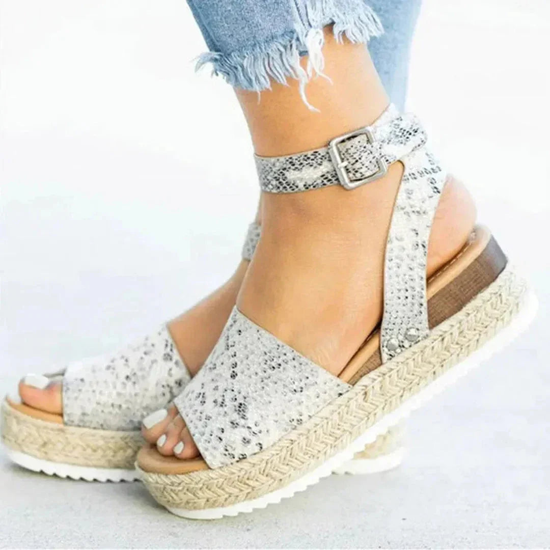 Isla Sandales Espadrilles À Plateforme Avec Lanière De Cheville Réglable En Jute Confortables