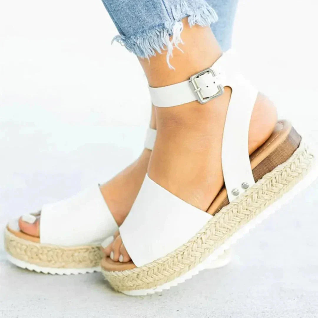 Isla Sandales Espadrilles À Plateforme Avec Lanière De Cheville Réglable En Jute Confortables