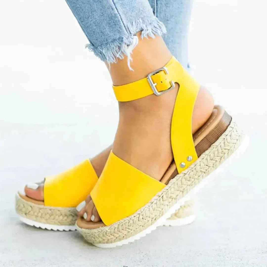 Isla Sandales Espadrilles À Plateforme Avec Lanière De Cheville Réglable En Jute Confortables