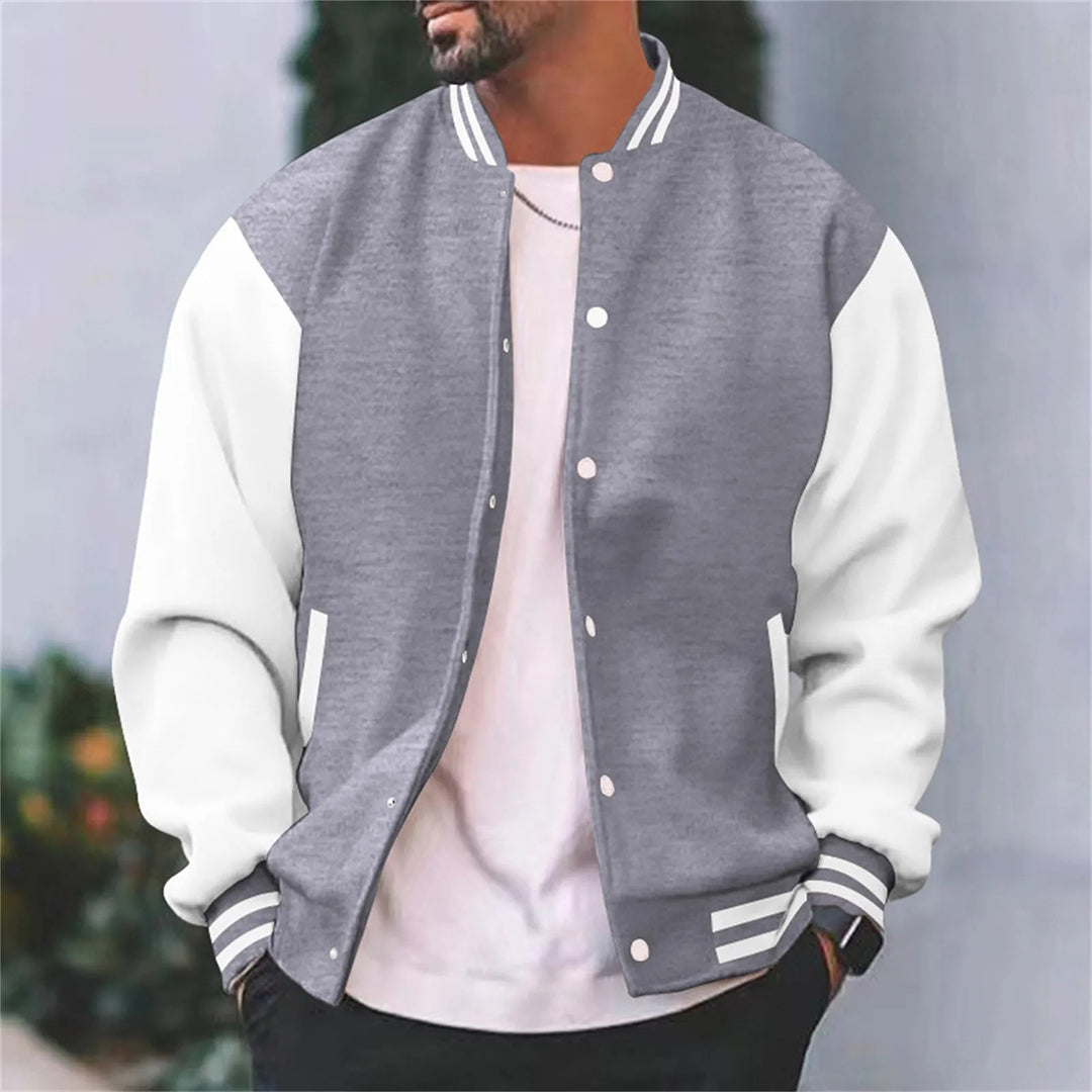 Veste Varsity Rétro Pour Homme Corps Noir Et Manches Blanches Durable Confortable Amawinc Timothy