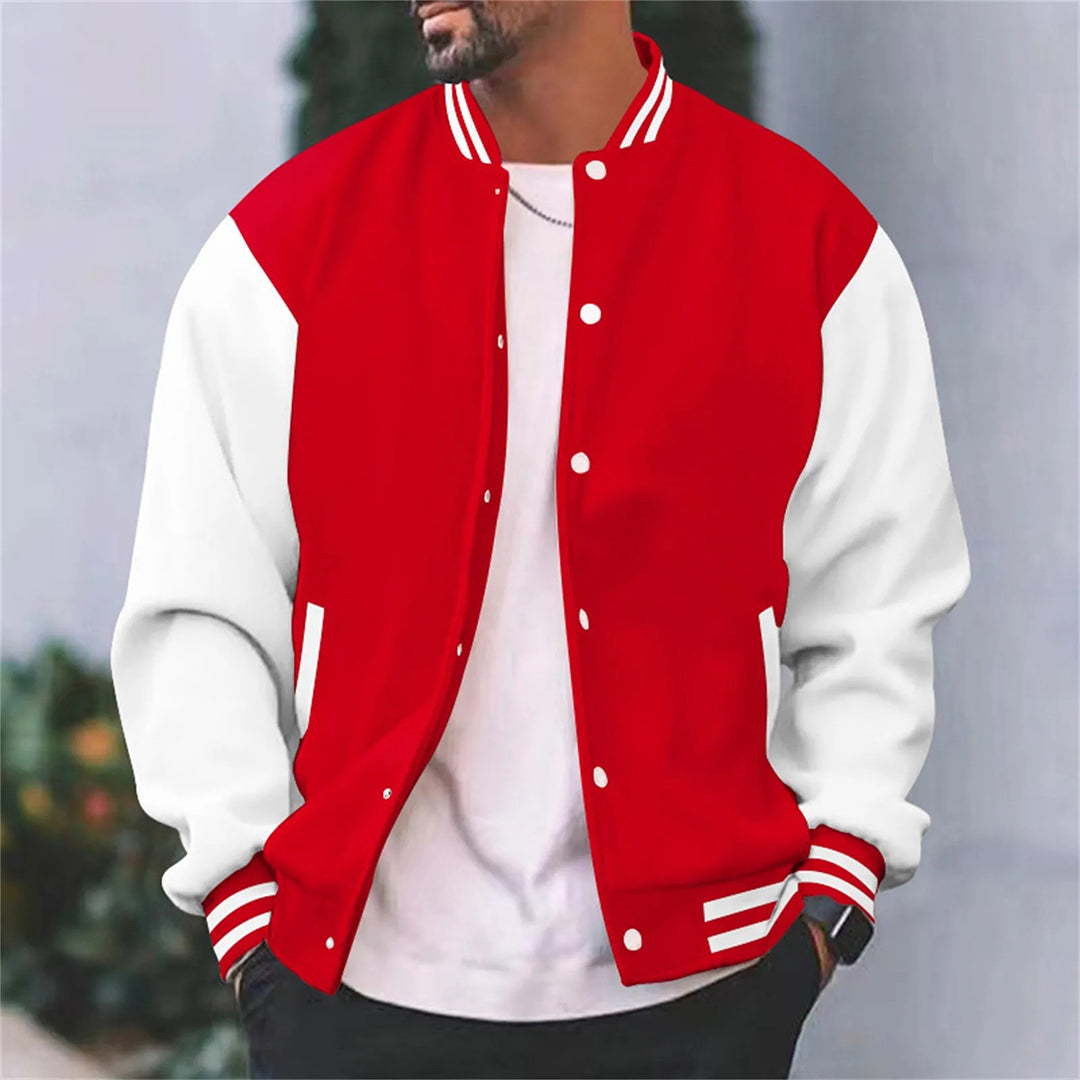 Veste Varsity Rétro Pour Homme Corps Noir Et Manches Blanches Durable Confortable Amawinc Timothy