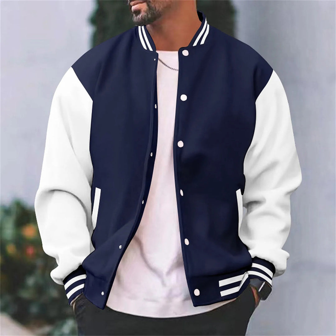 Veste Varsity Rétro Pour Homme Corps Noir Et Manches Blanches Durable Confortable Amawinc Timothy