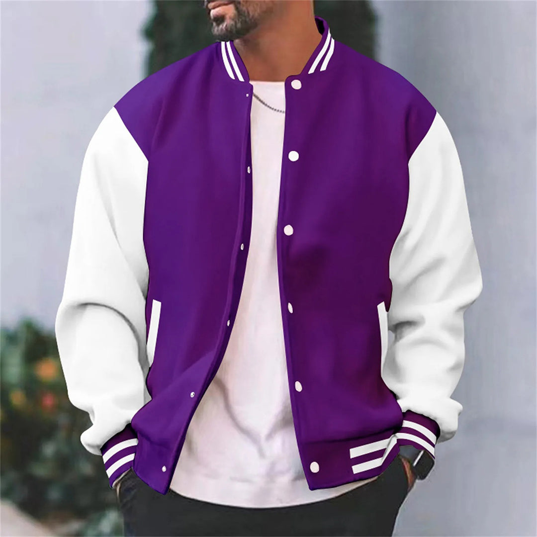 Veste Varsity Rétro Pour Homme Corps Noir Et Manches Blanches Durable Confortable Amawinc Timothy