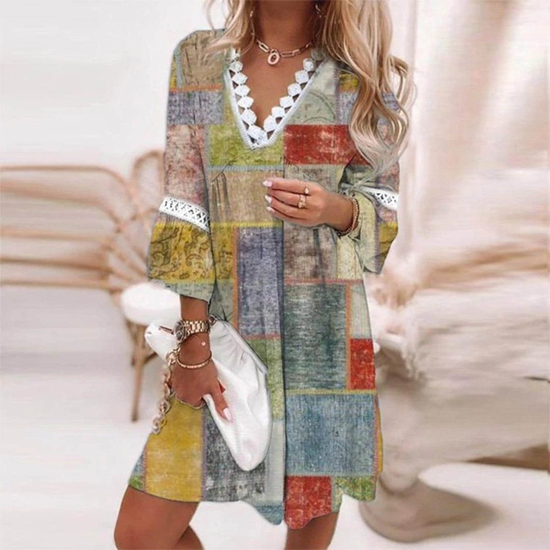 Robe Été Leah Dentelle Avec Bordure Confortable Coupe A Ligne Décontractée Pour Plage Amawinc