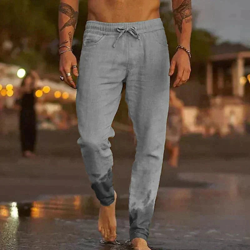 Pantalon de Jogging Homme en Coton Respirant Coupe Décontractée Taille Elastique Avec Cordon de Serrage