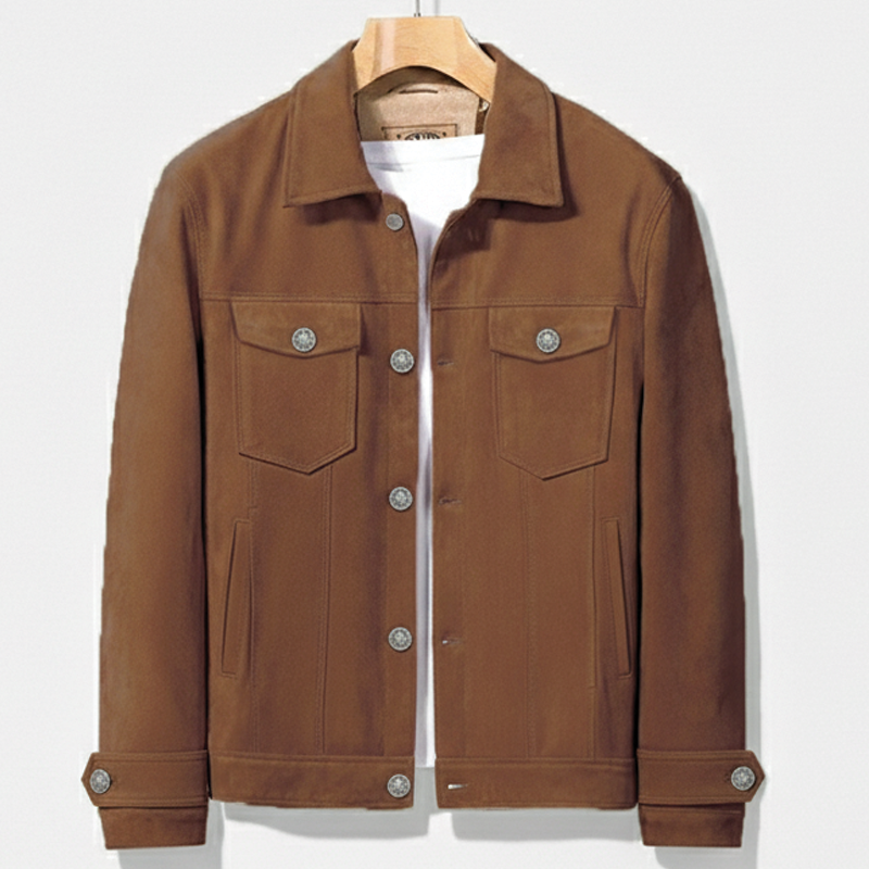 Veste Homme en Daim Premium Amawinc Hunter Intemporelle pour Style Quotidien Durable et Polyvalente