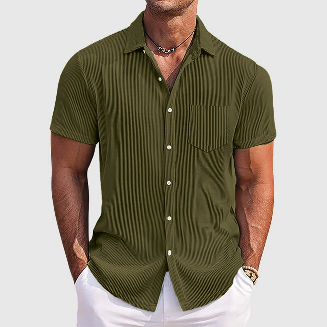 Ayden Chemise Pour Homme À Rayures Légère À Manches Courtes Boutonnée Décontractée Pour Vacances Avec Coupe Décontractée