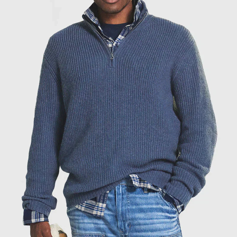 Edward Pull Homme En Maille Côtelée À Col Zippé Amawinc Essentiel Pour La Superposition Confort Quotidien Moderne