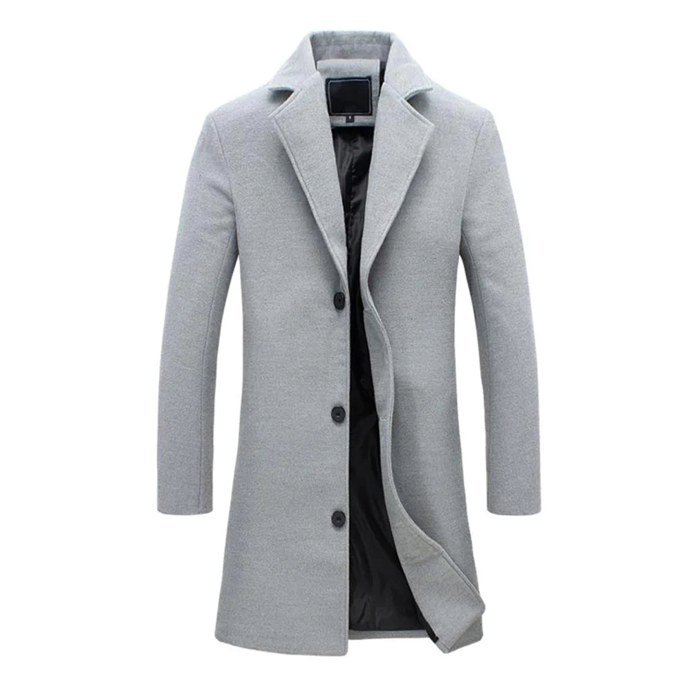 Manteau Long En Laine Mélangée Camel Pour Homme À Revers Encoche Genou Amawinc John