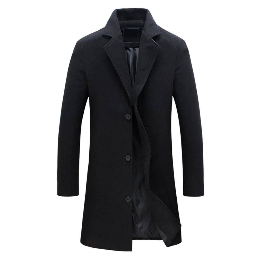 Manteau Long En Laine Mélangée Camel Pour Homme À Revers Encoche Genou Amawinc John