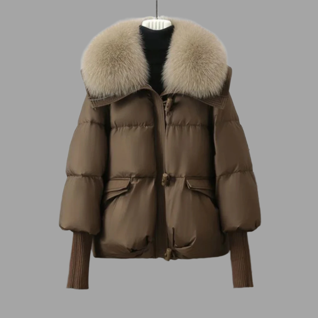 Daisy Doudoune Matelassée Noire Avec Col Fourrure Oversize Isolation Premium Et Taille Cintrée Pour Superposition
