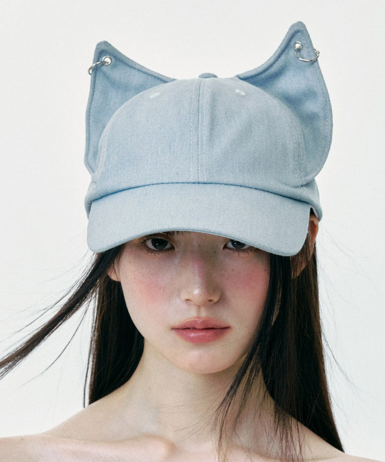 Casquette de baseball en denim avec oreilles de chat mignonnes de style japonais - Amawinc