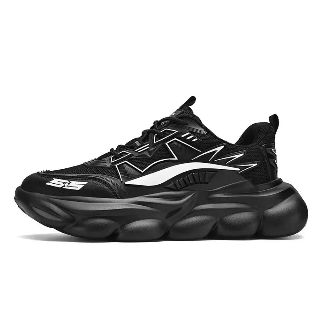 Jarek PulseWave Amawinc Baskets de Running Légères Noires avec Deux Tirettes de Traction et Accents Éclair