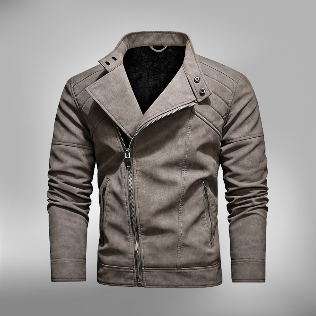 Amawinc Veste Homme Slim Fit En Simili Cuir Avec Col Montant Et Épaules Matelassées