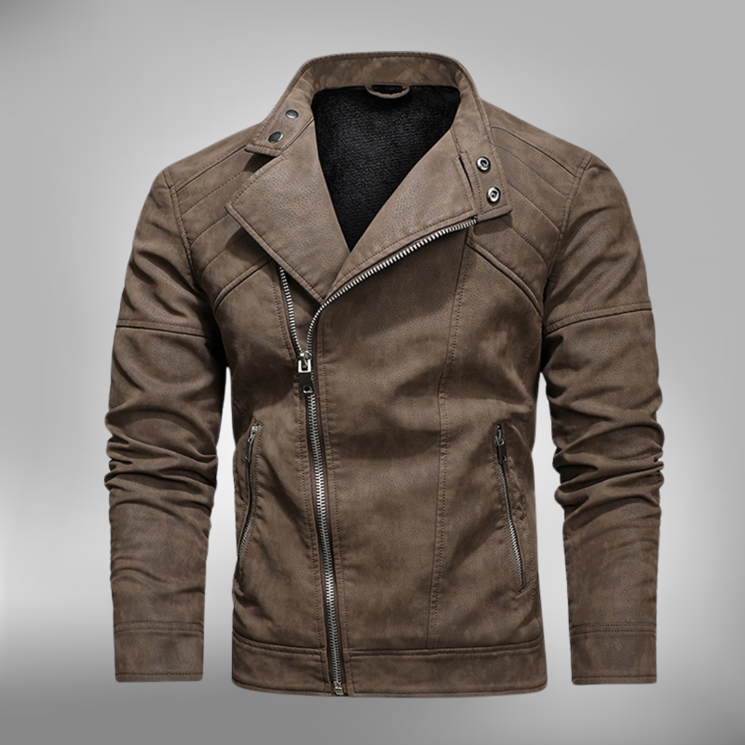 Amawinc Veste Homme Slim Fit En Simili Cuir Avec Col Montant Et Épaules Matelassées