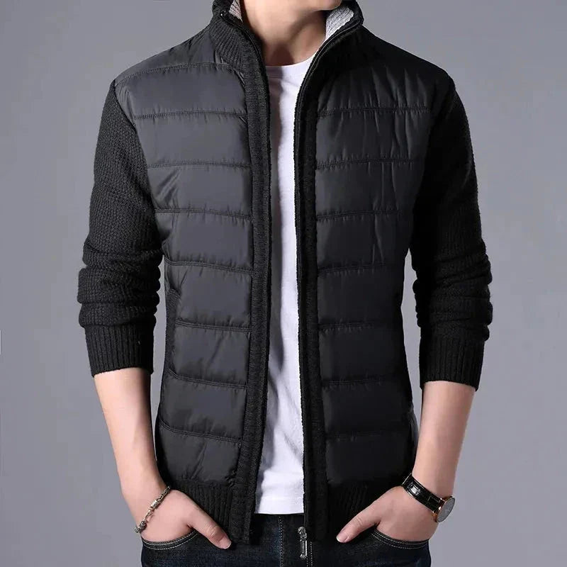 Cardigan Patchwork Matelassé Puffer Jim Coupe Slim Avec Manches Tricotées Pour Confort Et Style