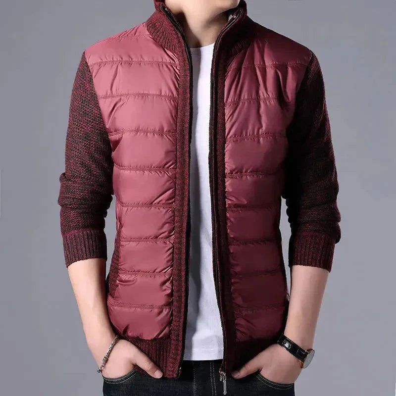 Cardigan Patchwork Matelassé Puffer Jim Coupe Slim Avec Manches Tricotées Pour Confort Et Style