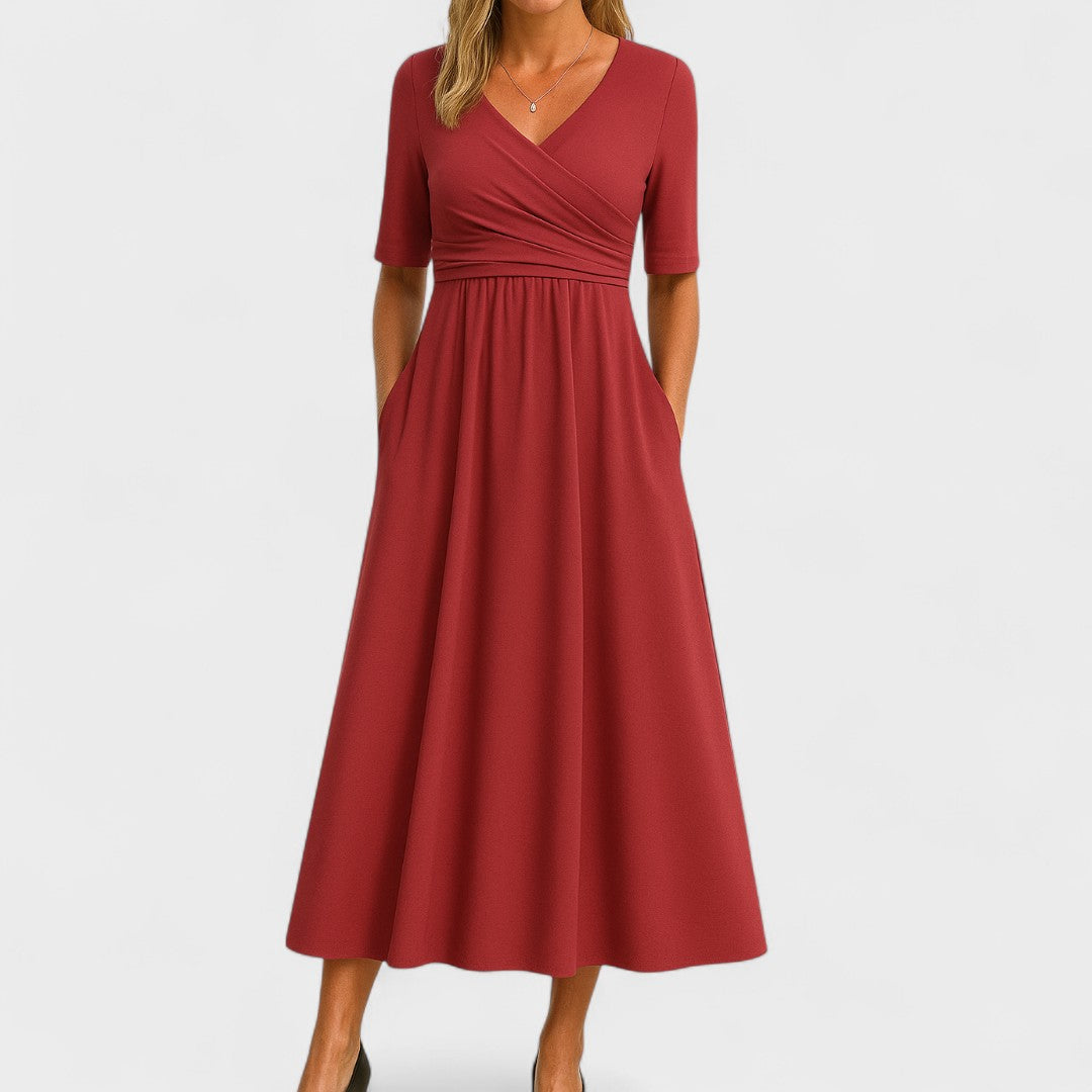 Robe Midi Chic Pour Femme Jessica Amawinc Avec Décolleté En V Idéale Pour Mariages Et Réceptions