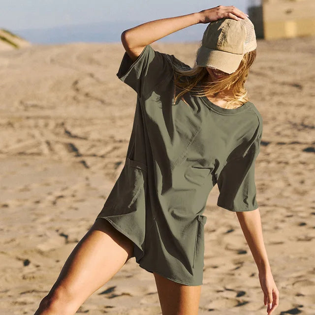 Damen-Oversize T-Shirt-Playsuit Qiyana