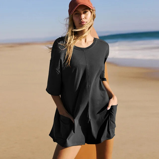 Damen-Oversize T-Shirt-Playsuit Qiyana