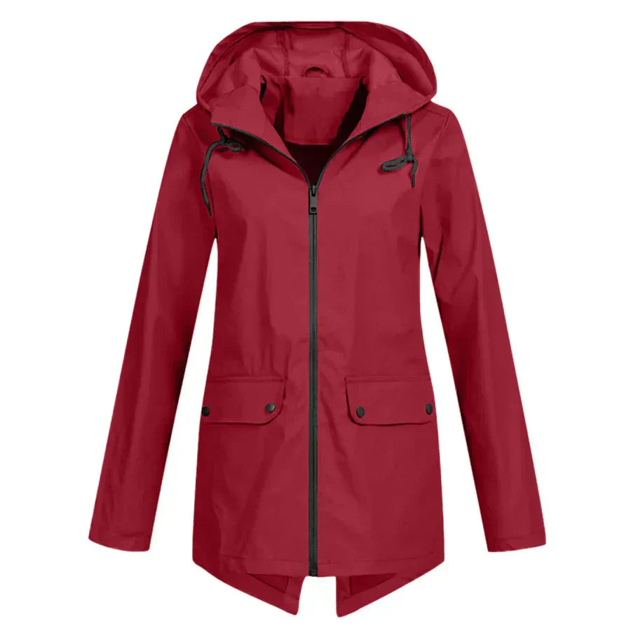 Imperméable pour Femme Étanche avec Capuche Poches Frontales Confortable Idéal pour Vie Quotidienne et Voyages