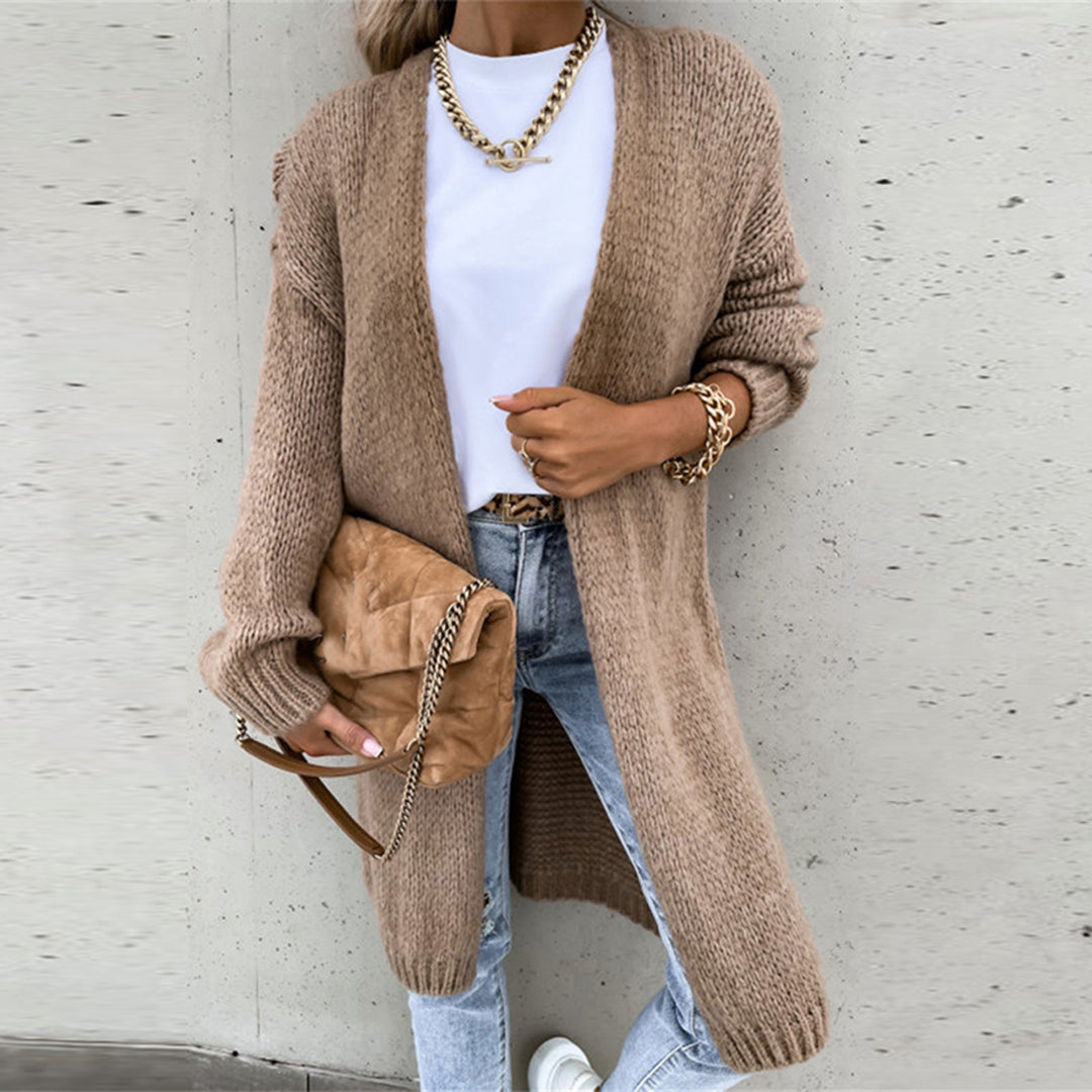 Cardigan Long Ouvert Devant Pour Femme À Drapé Décontracté Et Confortable Pour Superposer Au Quotidien