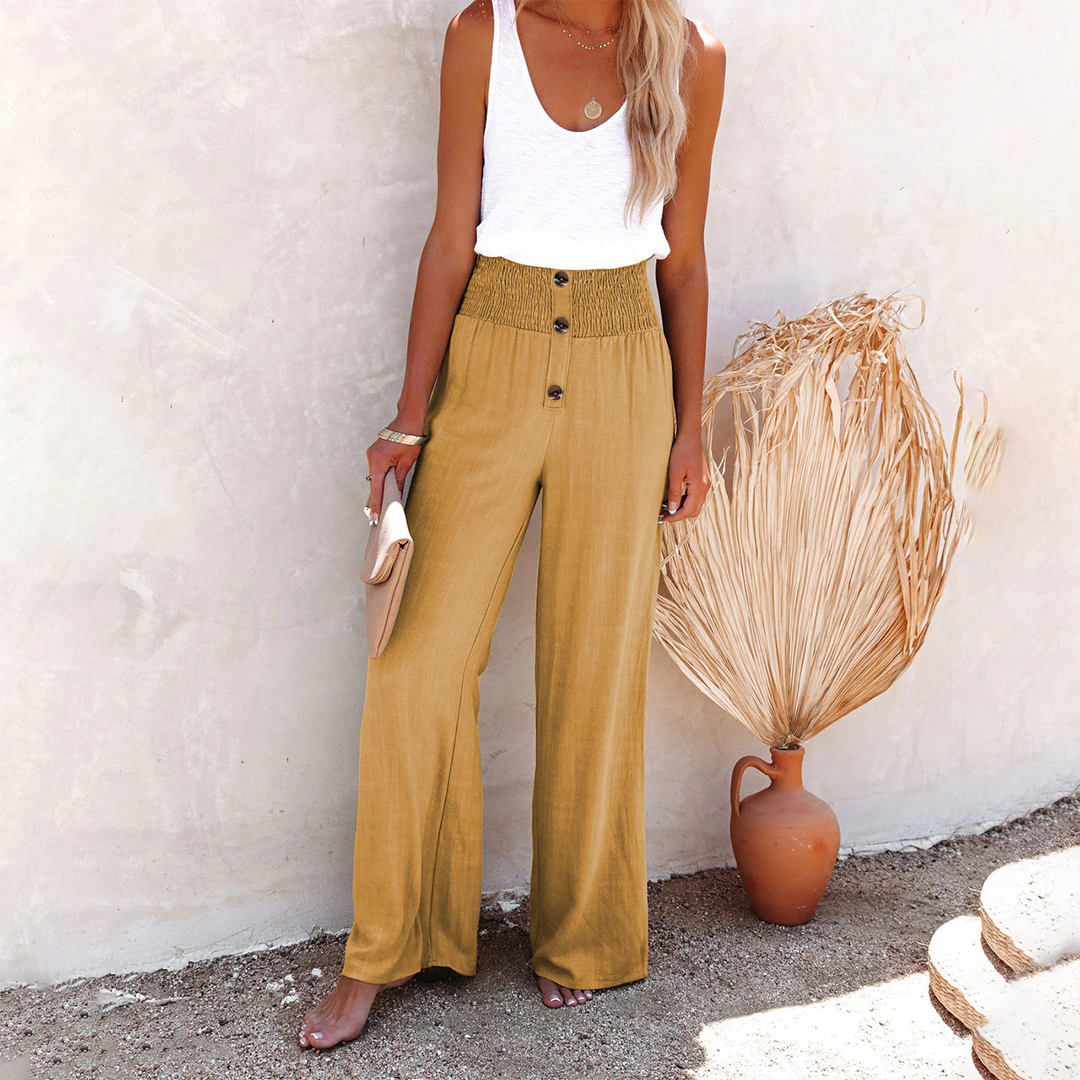 Megan Pantalon Femme Taille Haute Décontracté Coupe Ample Pour Tous Les Jours Confort Et Style Décontracté
