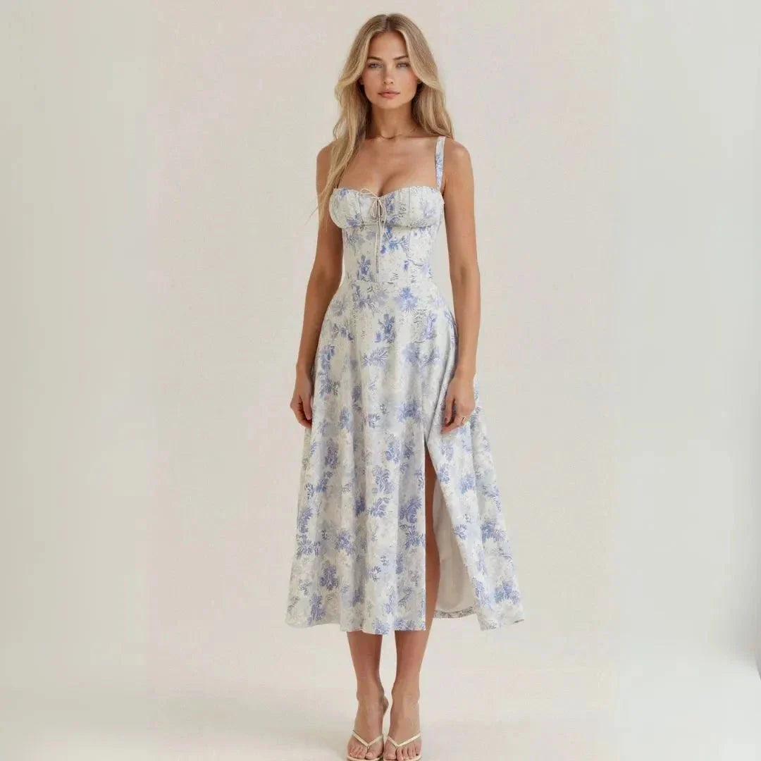 Robe Midi Bustier Kiana Été Waylynn Silhouette Florale Corset Inspiré Pour Fêtes