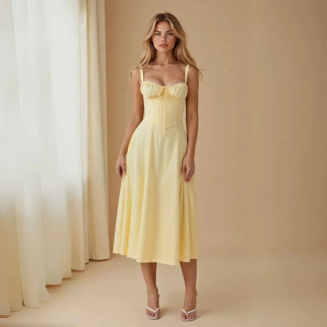 Robe Midi Bustier Kiana Été Waylynn Silhouette Florale Corset Inspiré Pour Fêtes
