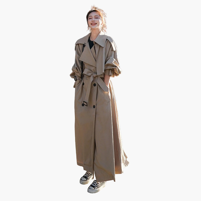 Daisy Trench Long Ample Pour Femme Chic Moderne Veste Décontractée Idéale Pour Le Street Style