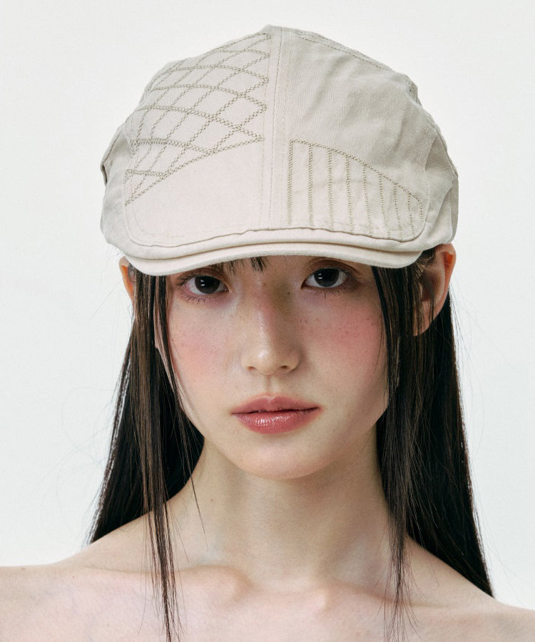 Chapeau breton polyvalent beige patchwork coréen japonais - Amawinc