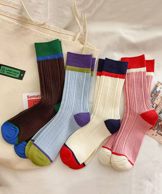 Chaussettes mi-mollet style coréen colorblock printemps-automne - Amawinc