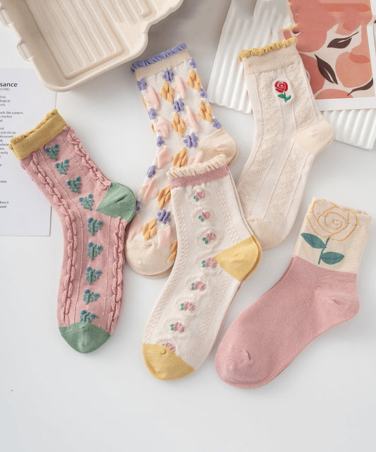 Chaussettes polyvalentes en coton jacquard à volants, version coréenne - Amawinc