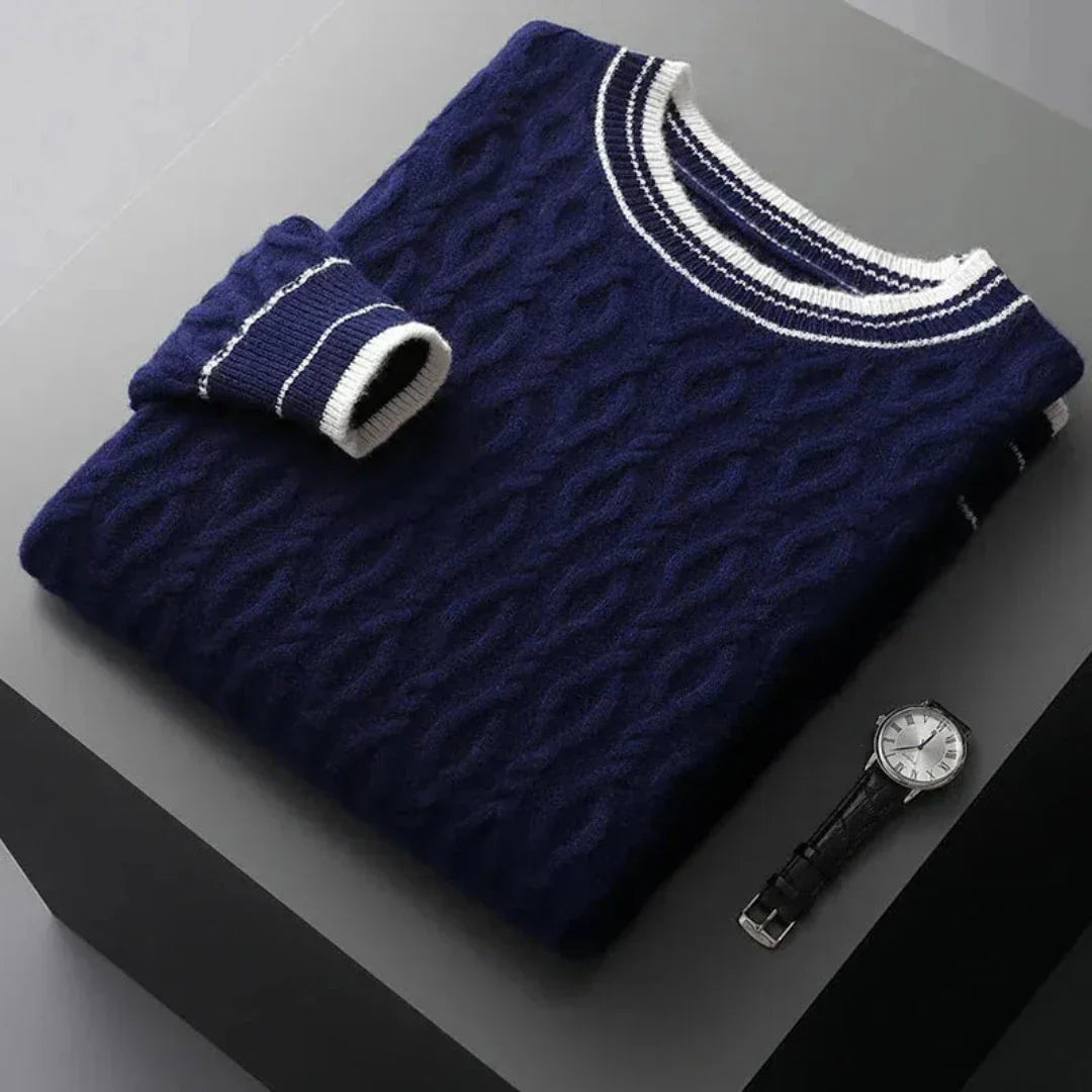 Pull En Cachemire Kylie Maille Câble Élégante Avec Bordures Côtes Contrastées Pour Un Style Décontracté Chic