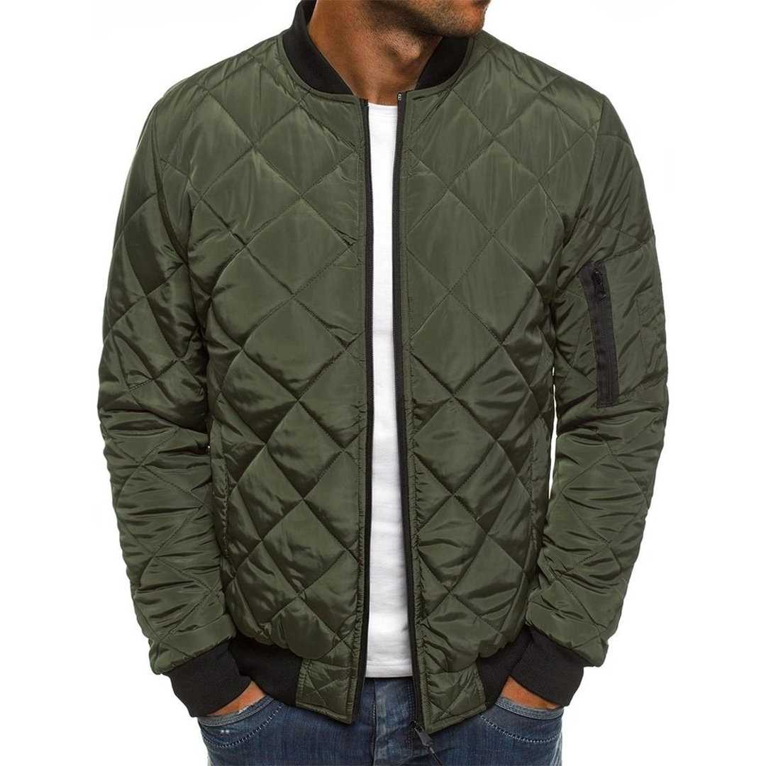 Victor Blouson Matelassé Streetwear Pour Homme Bleu Nuit Léger Motif Diagonal Confort Urbain